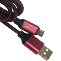 Cable Carga Rápida USB-V8 Color Negro-Rojo 1M