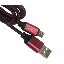 Cable Carga Rápida USB-V8 Color Negro-Rojo 1M