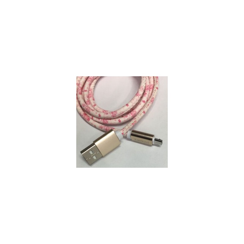 Cable Carga Rápida USB-V8 Diseño Flores 1M