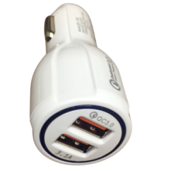 Cargador Para Auto Carga Rápida 2 Entradas USB 3A Blanco