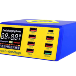 ICHARGE 8 Pro Mechanic Cargador USB 8 Puertos, Carga Inalámbrica Con Pantalla Digital, Entrada Tipo C