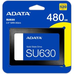ADATA Unidad de Estado Sólido SSD SU630 480 GB 3D NAND , SATA III,QLC,2.5?,520 MB/s de lectura y 450 MB/s de escritura