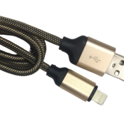 Cable Carga Rápida USB-IPhone Color Negro-Dorado 1M