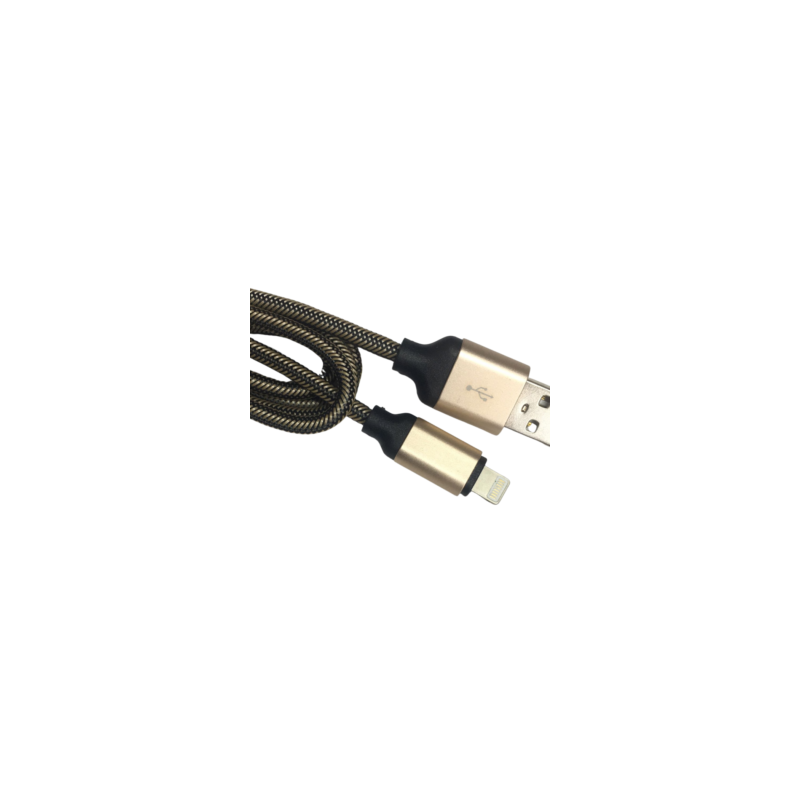 Cable Carga Rápida USB-IPhone Color Negro-Dorado 1M