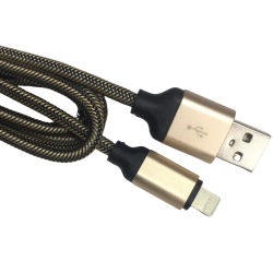 Cable Carga Rápida USB-IPhone Color Negro-Dorado 1M