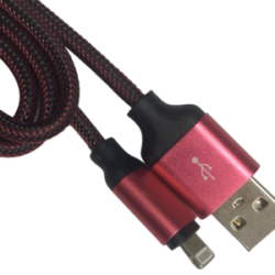Cable Carga Rápida USB-IPhone Color Negro-Rojo 1M