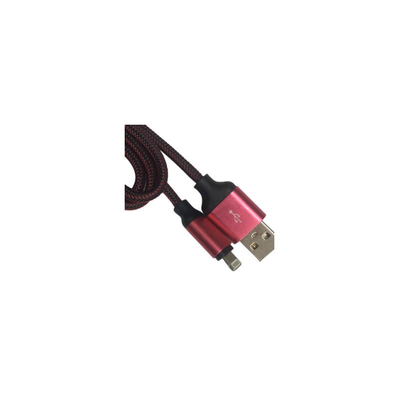 Cable Carga Rápida USB-IPhone Color Negro-Rojo 1M
