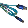 Cable Carga Rápida USB-Tipo C Con Diseño Floreado Celeste 1M