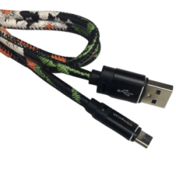 Cable Carga Rápida USB-Tipo C Con Diseño Floreado Negro 1M