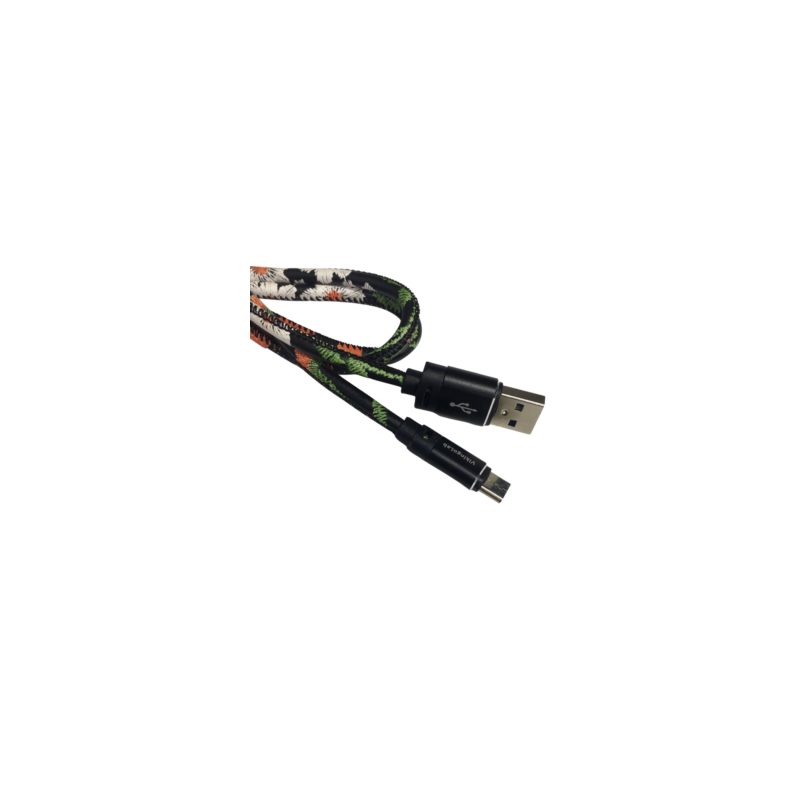 Cable Carga Rápida USB-Tipo C Con Diseño Floreado Negro 1M