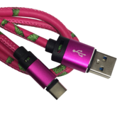 Cable Carga Rápida USB-Tipo C Con Diseño Floreado Rosa 1M